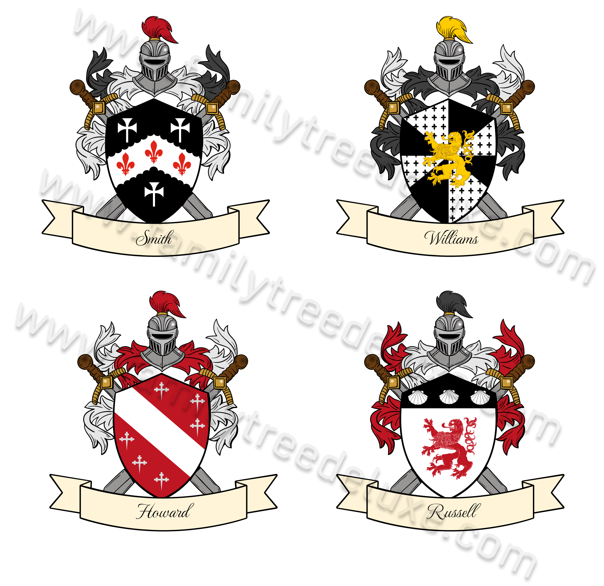 family tree printing, crests, coat of arms, shields printing